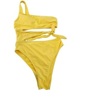 Abercrombie Fitch Yellow One Shoulder Cutout One Piece Swimsuit Size S Vacation